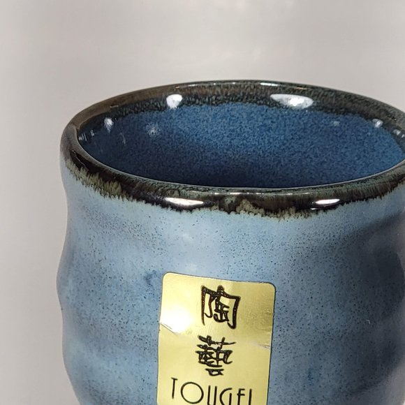Ceramic Sake Set Japanese Blue Rice Wine Sake Soju Set of 4 Pieces Sake Cups - Picture 5 of 7